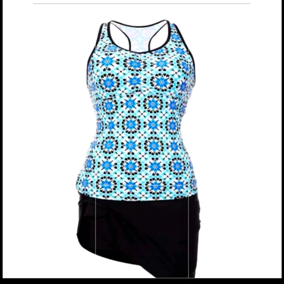 Abstract Print Racerback Tankini - Picture 1 of 5